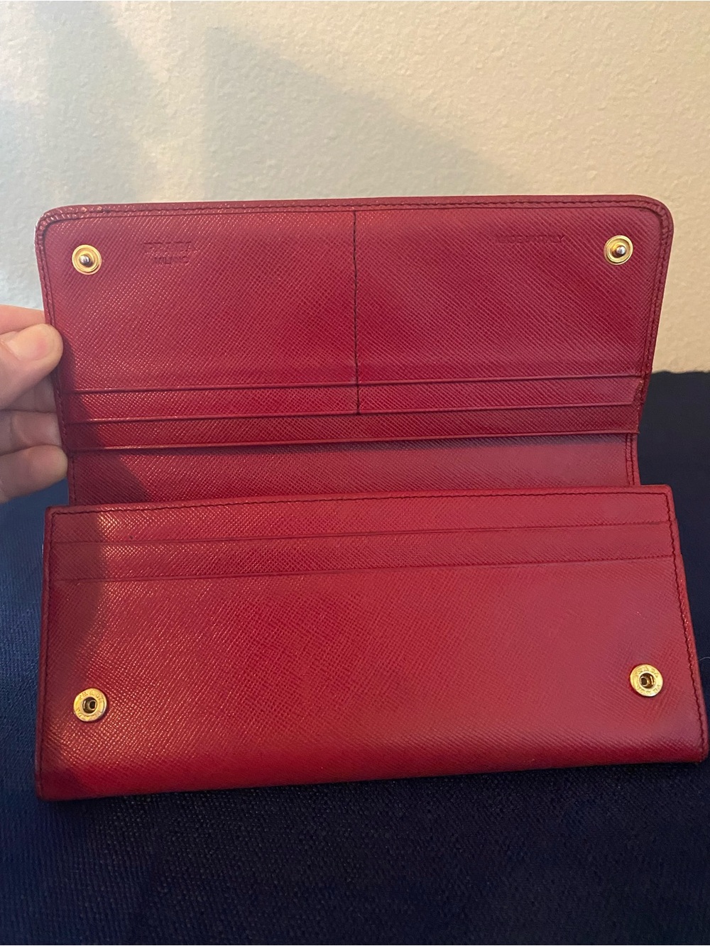 Prada Rubino Saffiano Leather Continental Wallet with Metal Logo - Picture 4 of 14